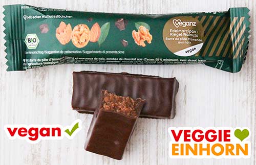 Veganz Marzipan Riegel mit Walnuss Edelmarzipan Riegel Walnuss von Veganz