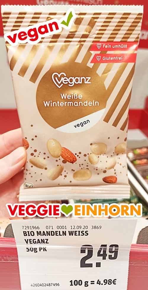 Veganz Weiße Wintermandeln Eine Packung Veganz Weiße Wintermandeln im Supermarkt