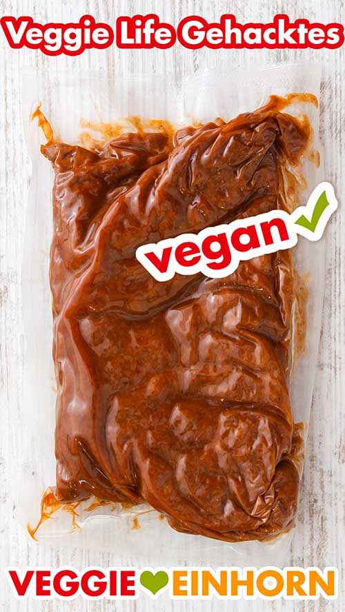 Veganes Hackfleisch von Veggie Life in Folie eingeschweißt