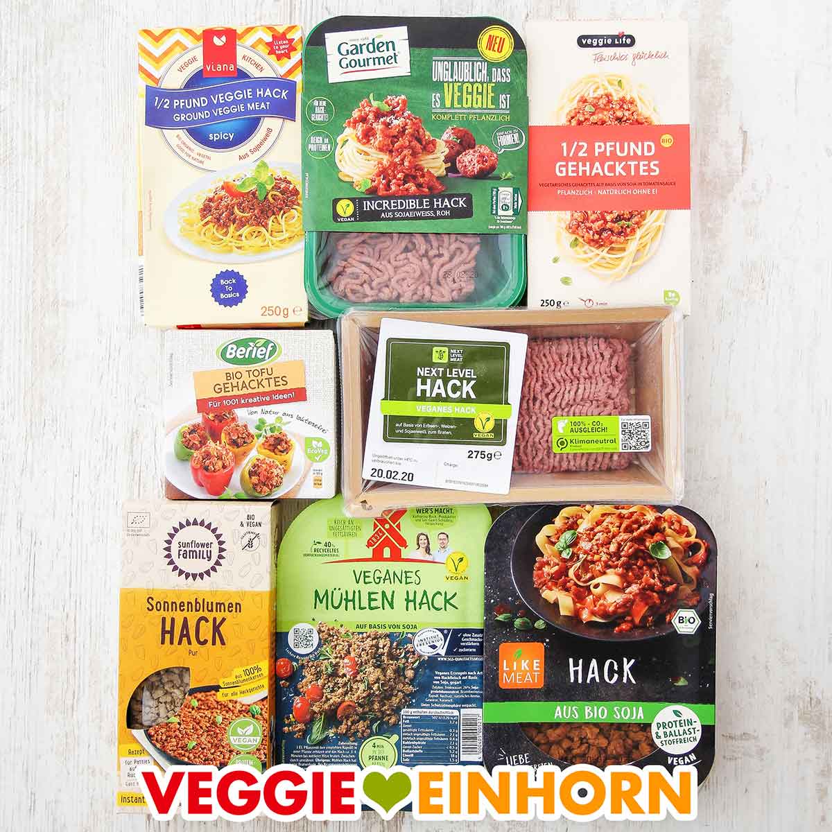 Packungen mit veganem Hackfleisch