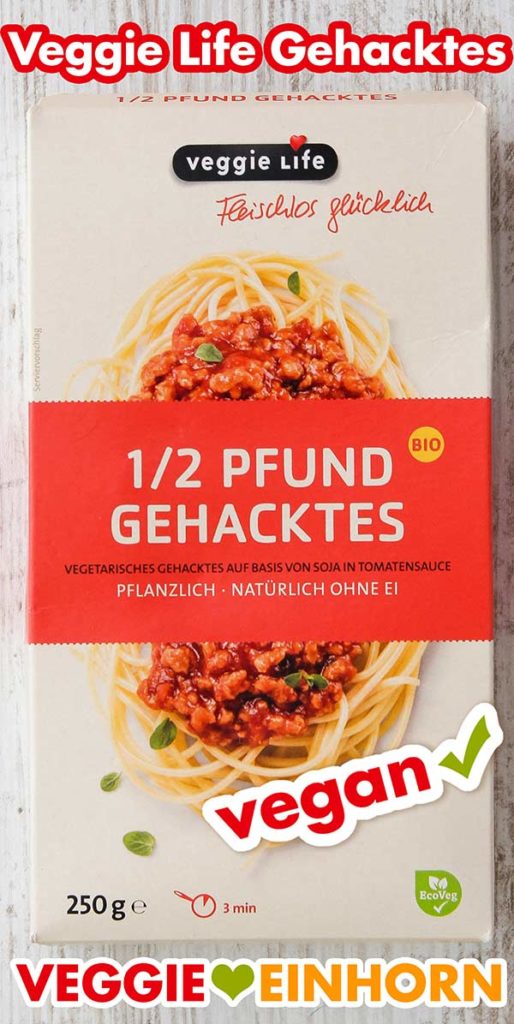Eine Packung 1/2 Pfund Gehacktes von Veggie Life