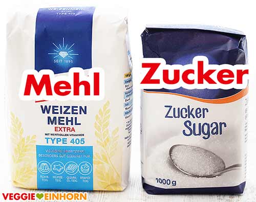 Weizenmehl Type 405 und Zucker