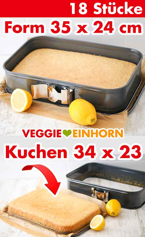 Der Kuchen aus der rechteckigen Springform Rechteckige Springform mit Blechkuchen