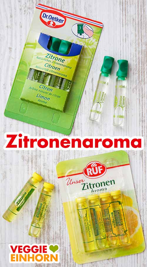 Kleine Flaschen mit Zitronenaroma von Dr. Oetker und RUF Natürliches Zitronenaroma von Dr. Oetker und RUF