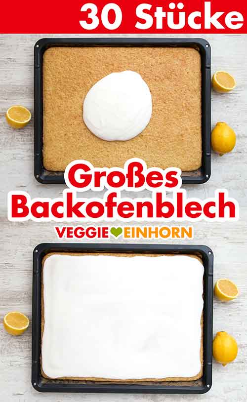 Backofenblech mit Zitronen Blechkuchen Zitronen Blechkuchen auf dem Backblech