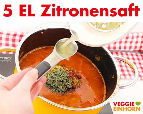 Zitronensaft zugeben Zitronensaft zugeben