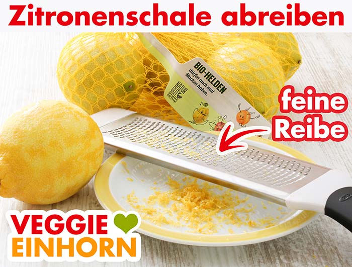 Eine feine Reibe, Zitronen und abgeriebene Zitronenschale