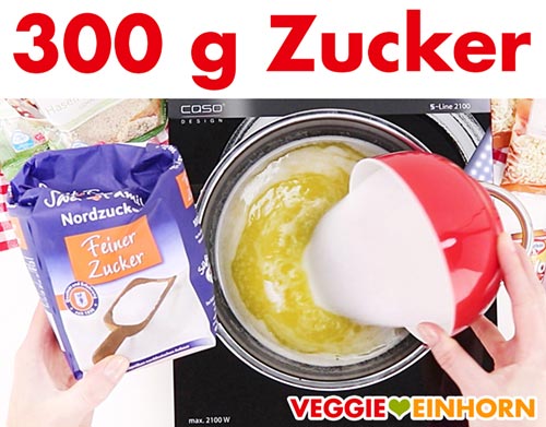 Zufügen von Zucker Zucker für Nuss-Mandel-Masse