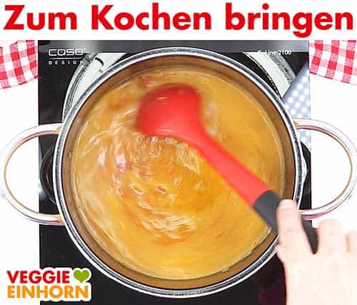 Suppe zum Kochen bringen