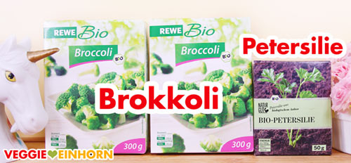Rewe Bio TK Brokkoli, Penny Naturgut TK Petersilie Zwei Packungen tiefgekühlter Brokkoli und eine Packung tiefgefrorene Petersilie