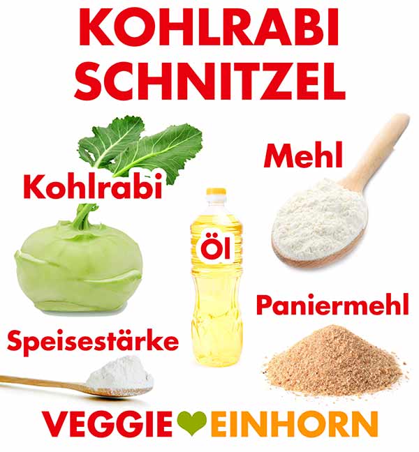 Zutaten für Kohlrabischnitzel Zutaten für veganes Kohlrabischnitzel