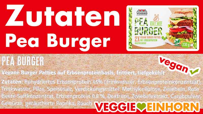Inhaltsstoffe der Pea Burger Zutaten Vossko Pea Burger