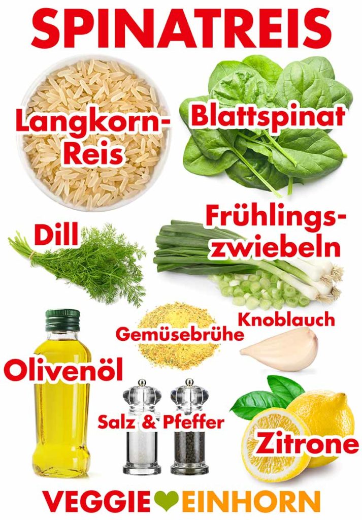 Zutaten für Spinatreis