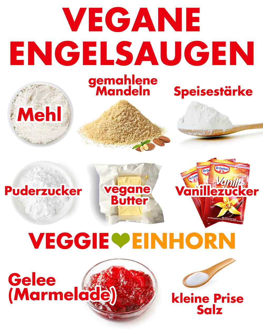 Zutaten für Kulleraugen Plätzchen Zutaten für vegane Engelsaugen