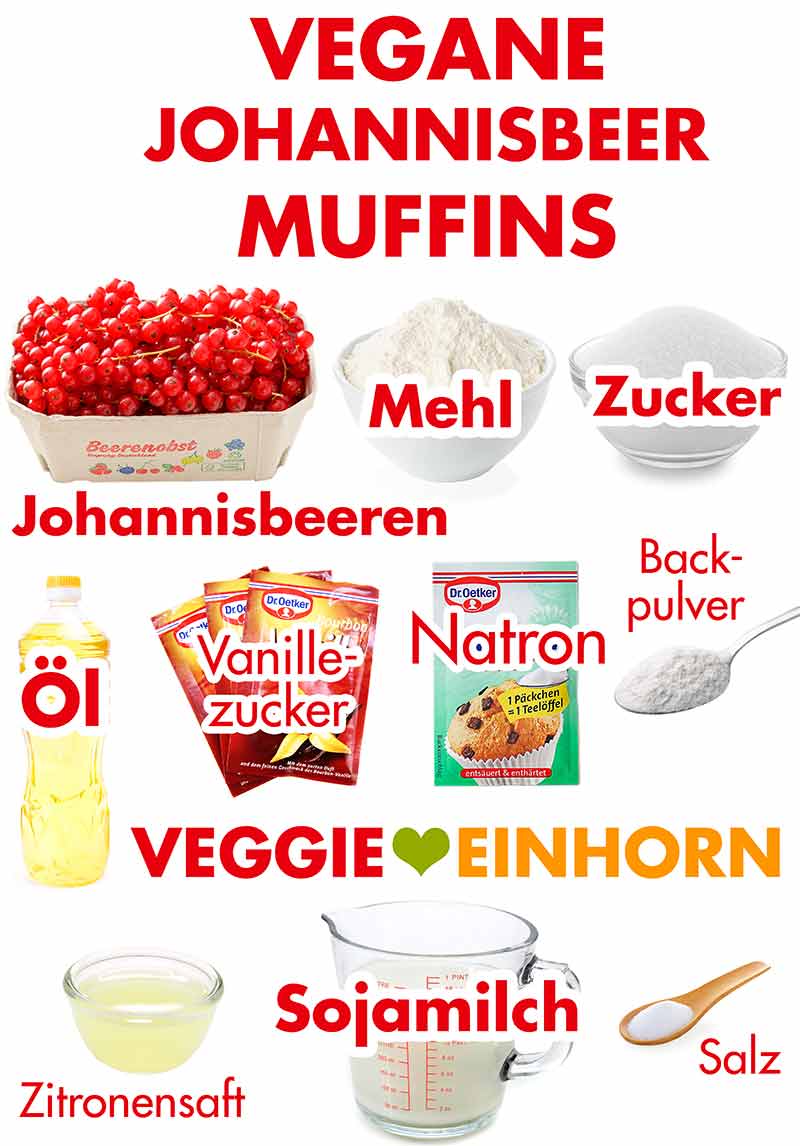 Zutaten für vegane Johannisbeer Muffins Zutaten für vegane Johannisbeer Muffins
