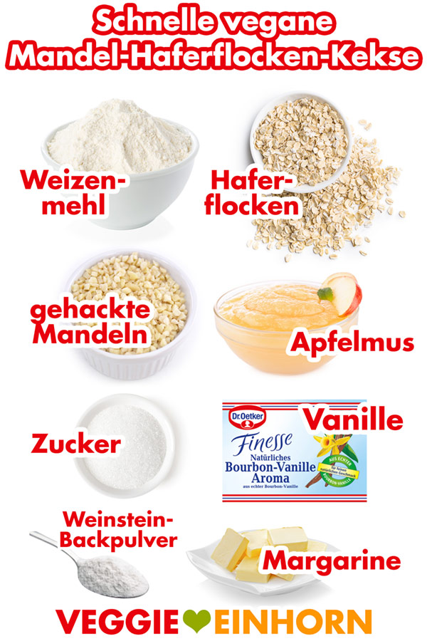 Zutaten für vegane Haferkekse