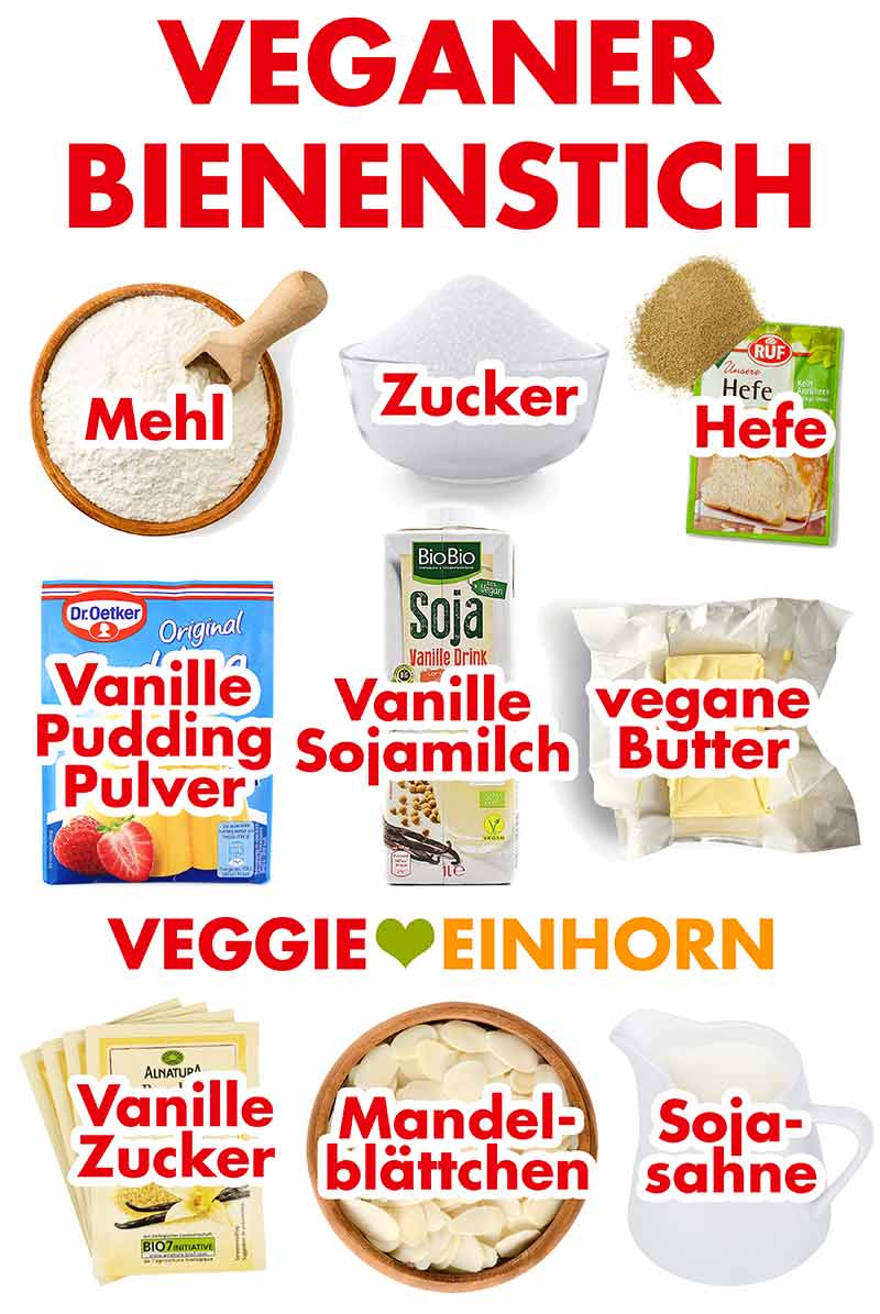 Zutaten für veganen Bienenstich