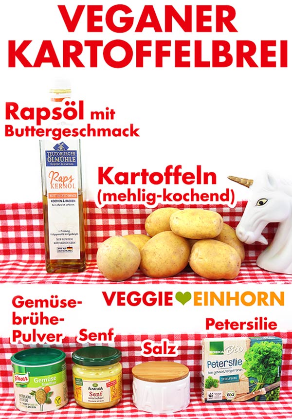 Zutaten für veganen Kartoffelbrei: Rapsöl mit Buttergeschmack