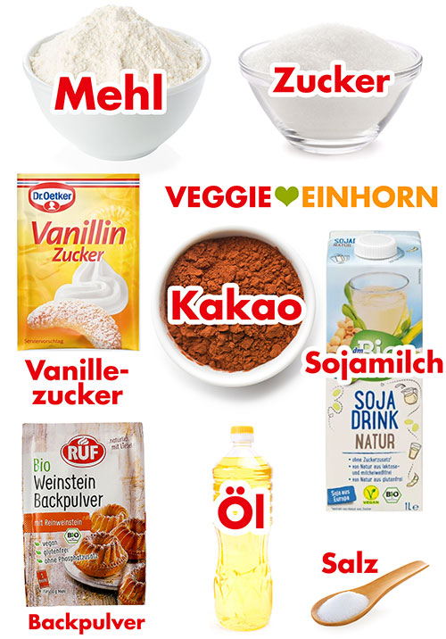 Zutaten für veganen Marmorkuchen Zutaten für veganen Marmorkuchen