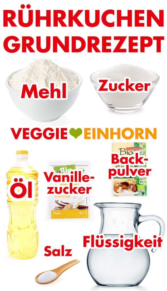 Zutaten für den veganen Rührkuchen ohne Ei