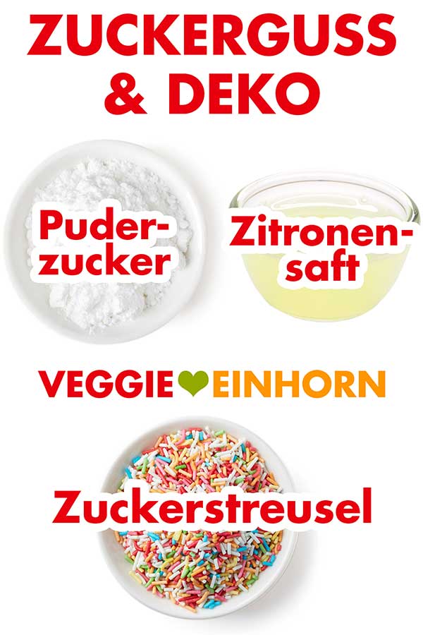 Puderzuckerglasur mit bunten Streuseln für den Konfetti Kuchen Puderzucker, Zitronensaft, Zuckerstreusel