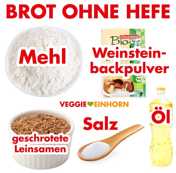 Zutaten für Brot ohne Hefe