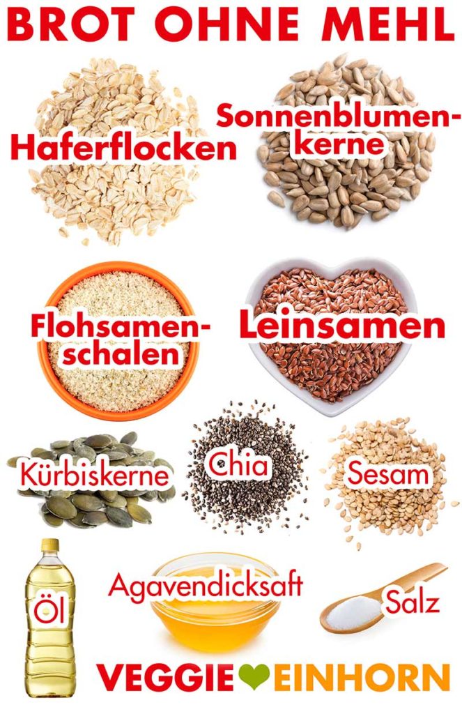 Zutaten für Brot ohne Mehl