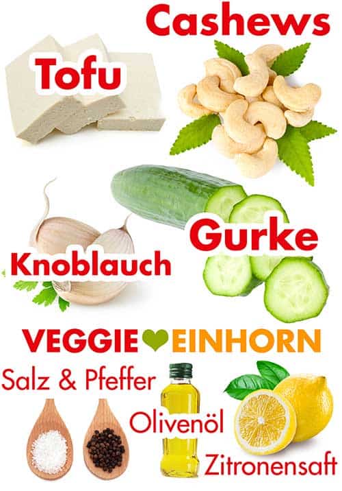 Zutaten für Cashew Tzatziki Zutaten für Cashew Tzatziki