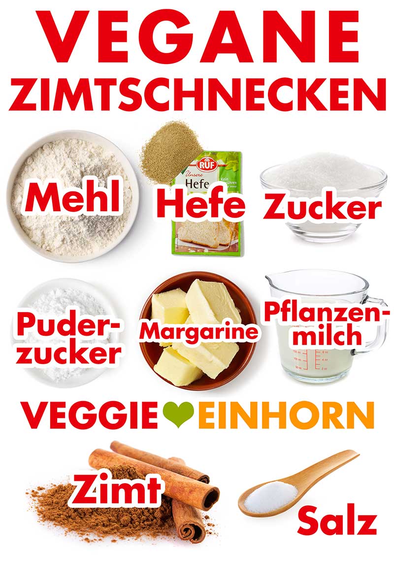 Zutaten für vegane Zimtschnecken