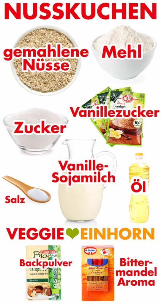 Zutaten für Nusskuchen