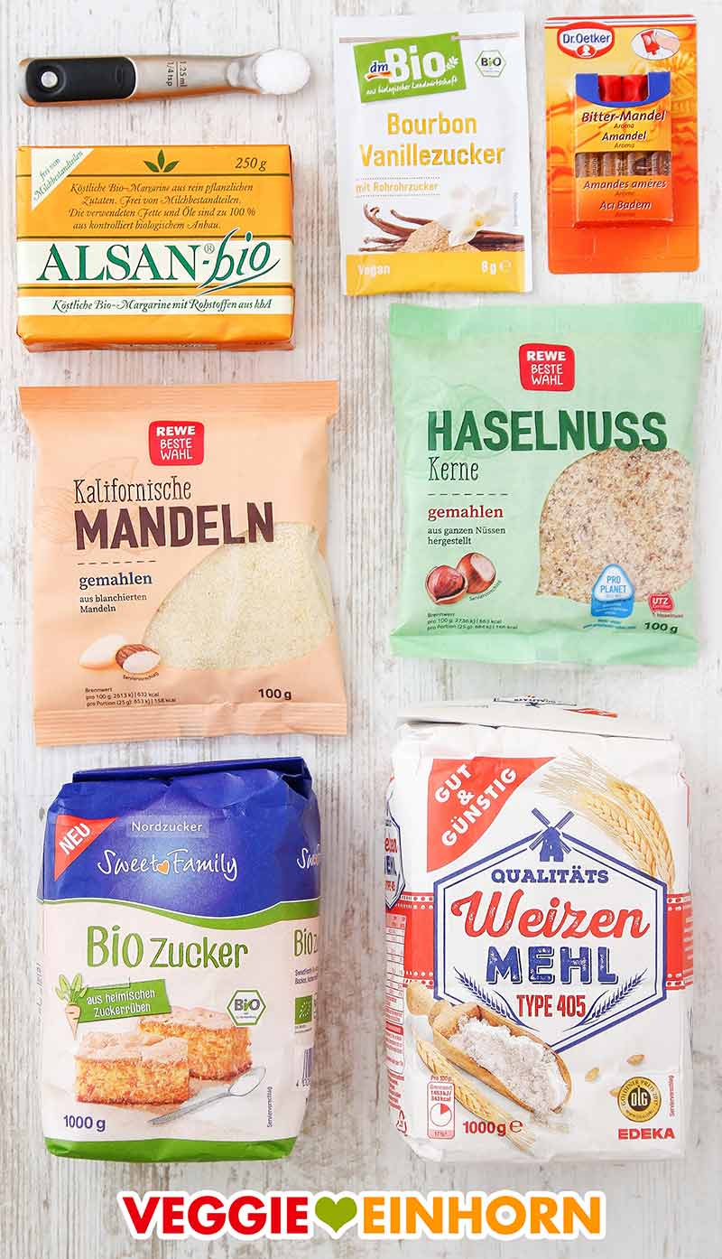 Verwendete Produkte für schnelle Haselnussplätzchen