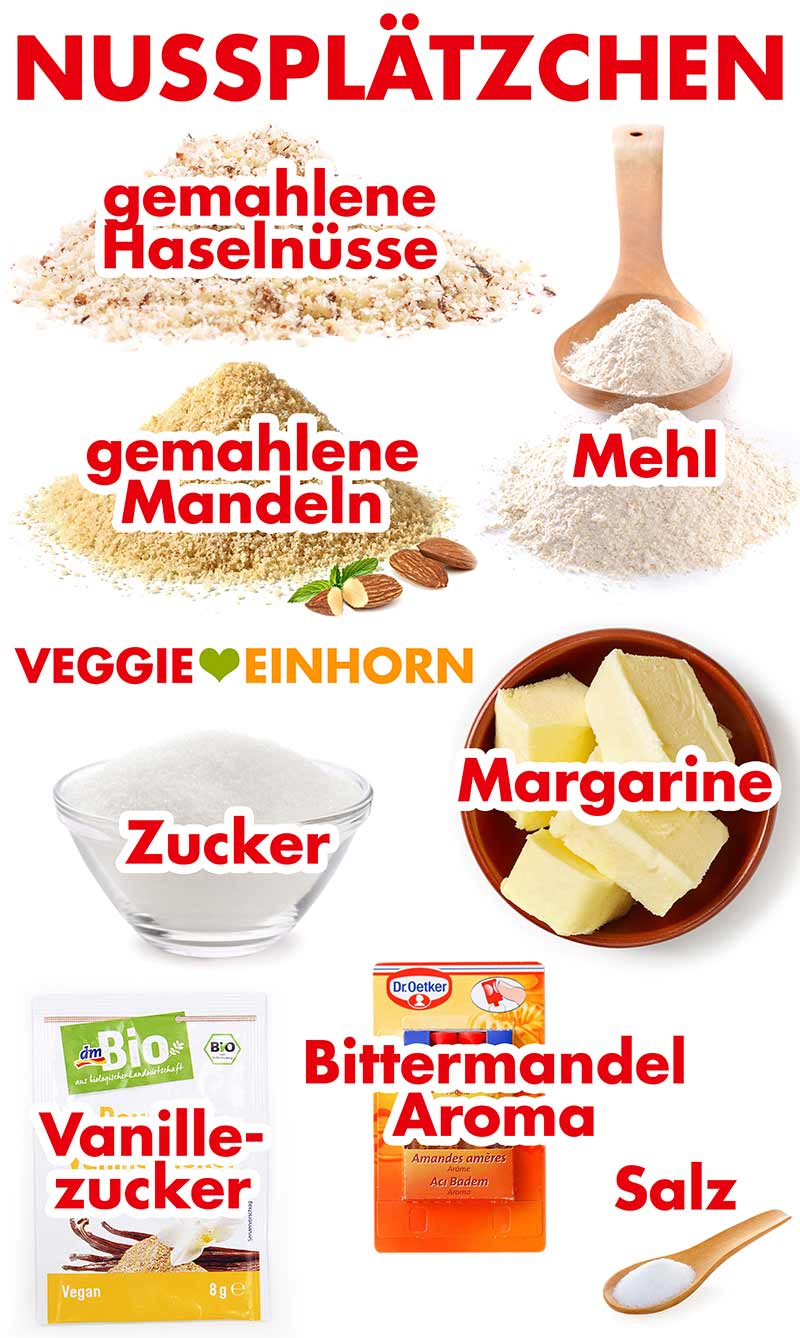 Zutaten für schnelle Haselnussplätzchen