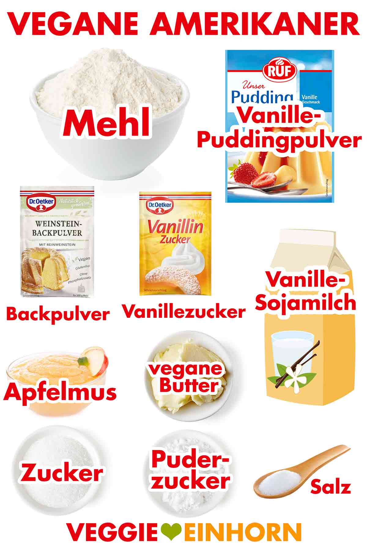 Zutaten für leckere vegane Amerikaner Zutaten für vegane Amerikaner backen