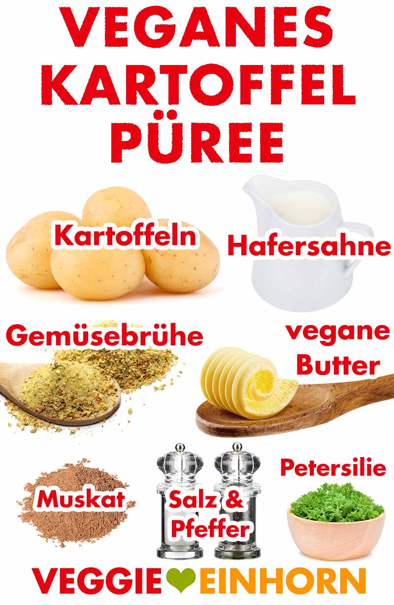 Zutaten für das vegane Kartoffelpüree Zutaten für das vegane Kartoffelpüree