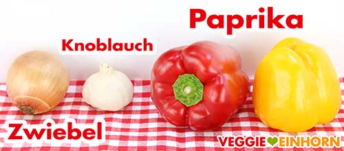 Zwiebel, Knoblauch und Paprikaschoten