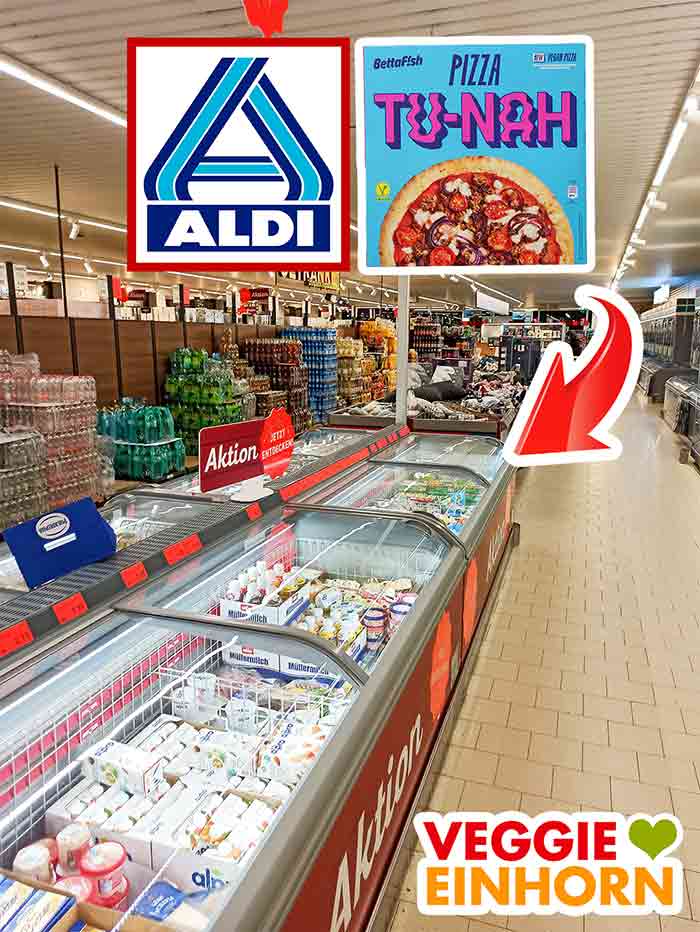 Die vegane Pizza Tu Nah gibt es bei Aldi Nord und Aldi Süd. Die vegane Thunfisch Pizza bei Aldi
