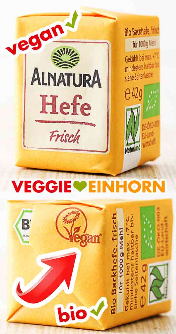 Biohefe von Alnatura ist vegan und bio. Ein Würfel frische Biohefe von Alnatura.