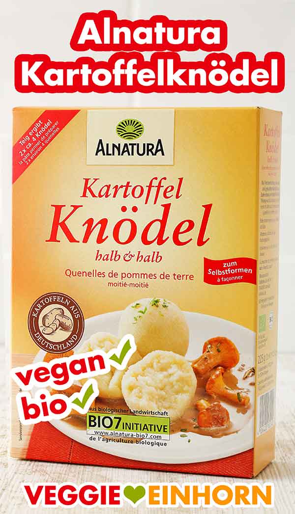 Alnatura Kartoffelknödel sind vegan und bio. Alnatura Kartoffel Knödel halb und halb