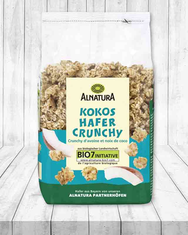 Eine Packung Alnatura Kokos Hafer Crunchy