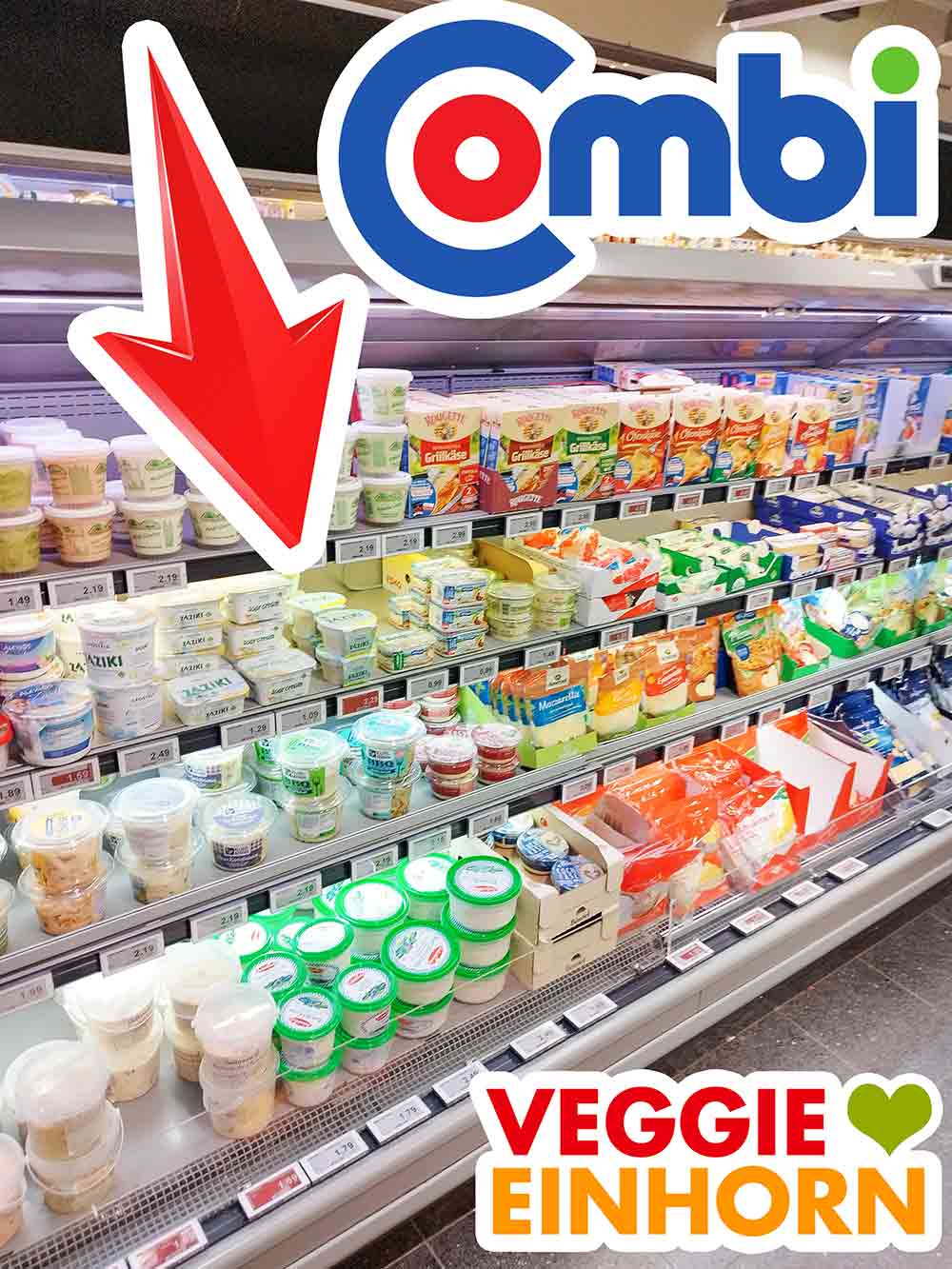Der vegane Zaziki von Apostels bei Combi Kühlregal im Supermarkt mit veganem Zaziki von Apostels
