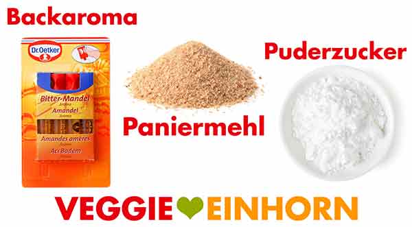 Dr. Oetker Backaroma Bittermandel, Semmelbrösel, Puderzucker Backaroma, Paniermehl, Puderzucker