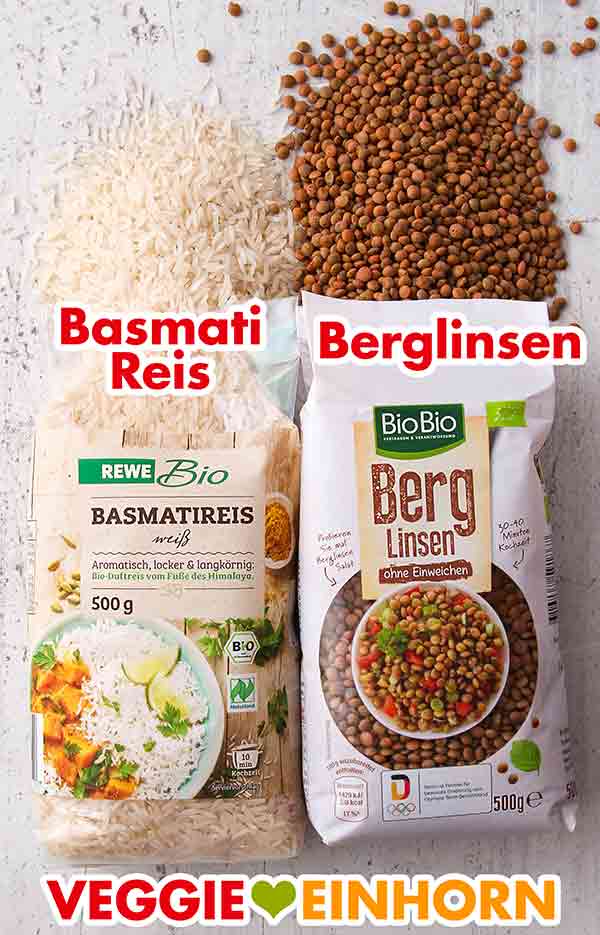 Rewe Bio Basmati Reis und BioBio Berglinsen Basmati Reis und Berglinsen