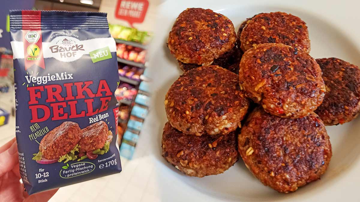 Die Trockenmischung für Frikadellen von Bauckhof ist vegetarisch und vegan. Vegane Frikadellen Mischung von Bauckhof
