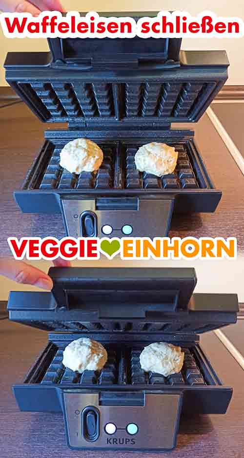 Belgisches Waffeleisen schließen Das belgische Waffeleisen wird geschlossen