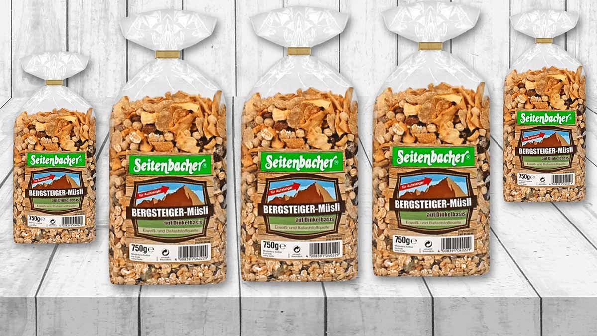 Das Bergsteiger Müsli von Seitenbacher ist vegan. Seitenbacher Bergsteiger Müsli