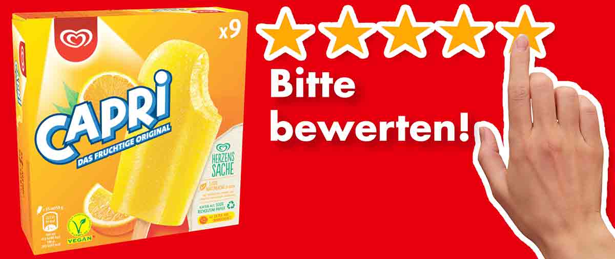 Bitte bewerte das Capri Eis von Langnese. Bewertungen Capri Eis von Langnese