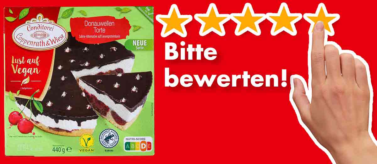 Bitte bewerte die vegane Donauwellen Torte aus der Conditorei Coppenrath und Wiese. Bewertungen Vegane Donauwellen Torte Coppenrath und Wiese