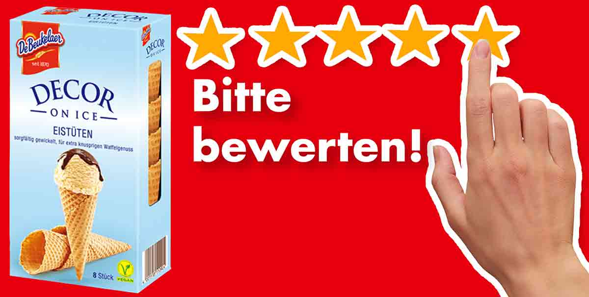 Bitte bewerte die veganen Eiswaffeln von De Beukelaer. Bewertungen DeBeukelaer Decor on Ice Eistüten