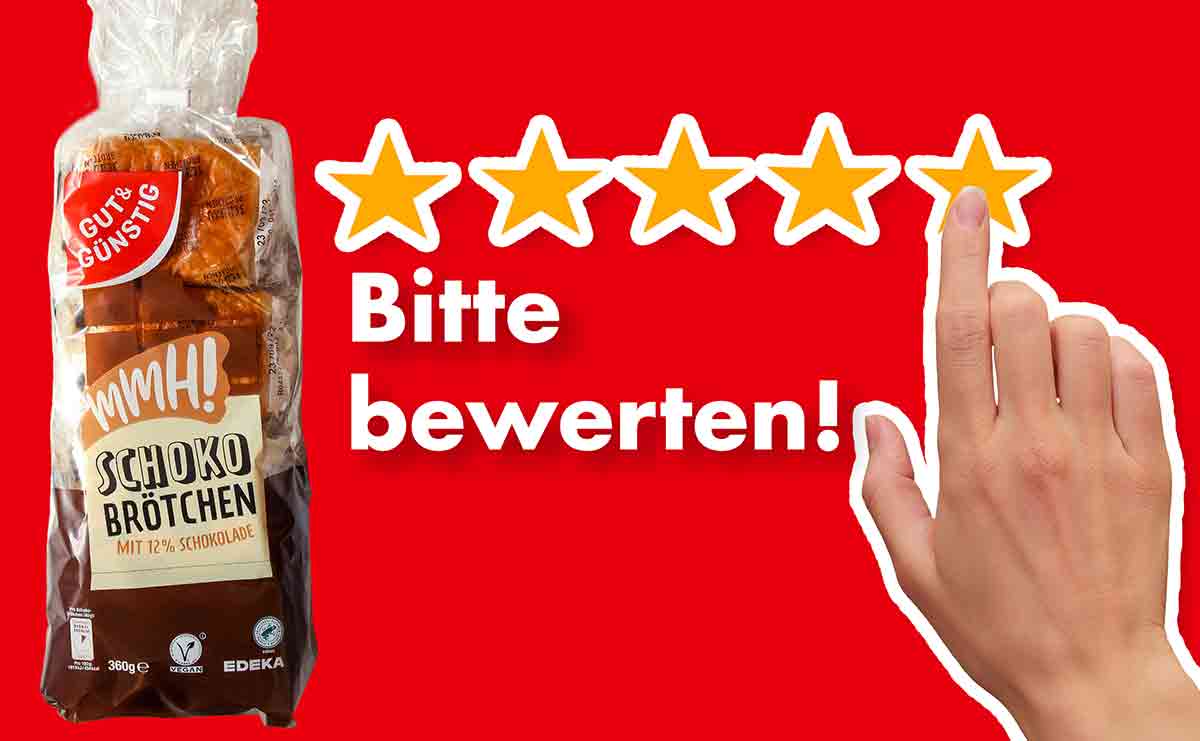 Bitte bewerte die veganen Schokobrötchen von Edeka. Bewertungen Edeka Gut und Günstig Schokobrötchen