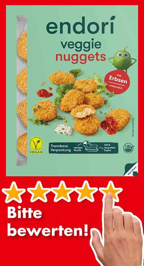Bitte bewerte die Veggie Nuggets von Endori. Bewertungen endori veggie nuggets